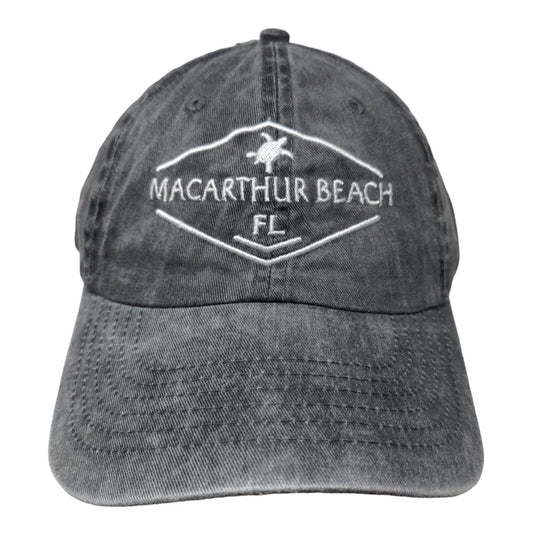 MacArthur Beach FL Slideback Hat Gray One Size Embroidered Royal Resortwear