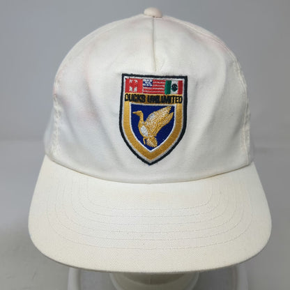 Ducks Unlimited 5 Panel White Hat One Size Shield Logo Flags Snapback Cotton