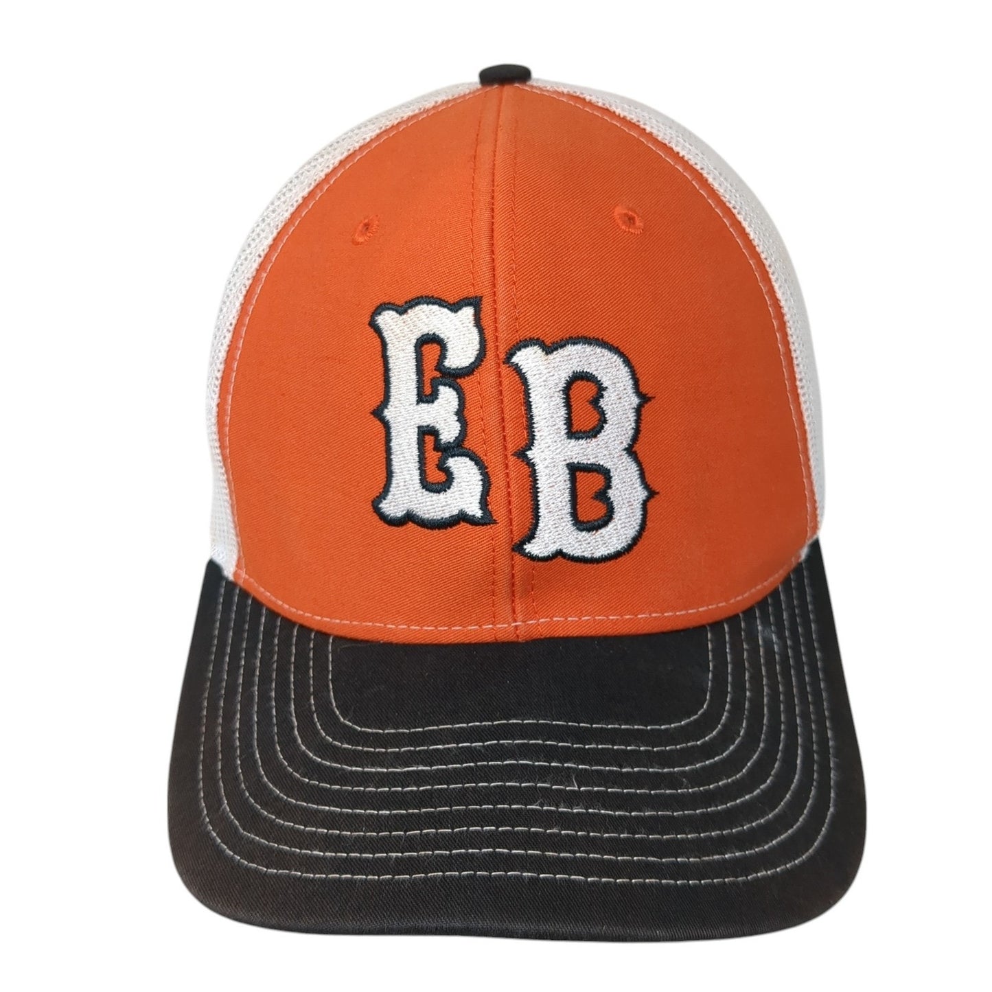 EB Snapback Mesh Back Trucker Hat Orange One Size Colorblock Richardson