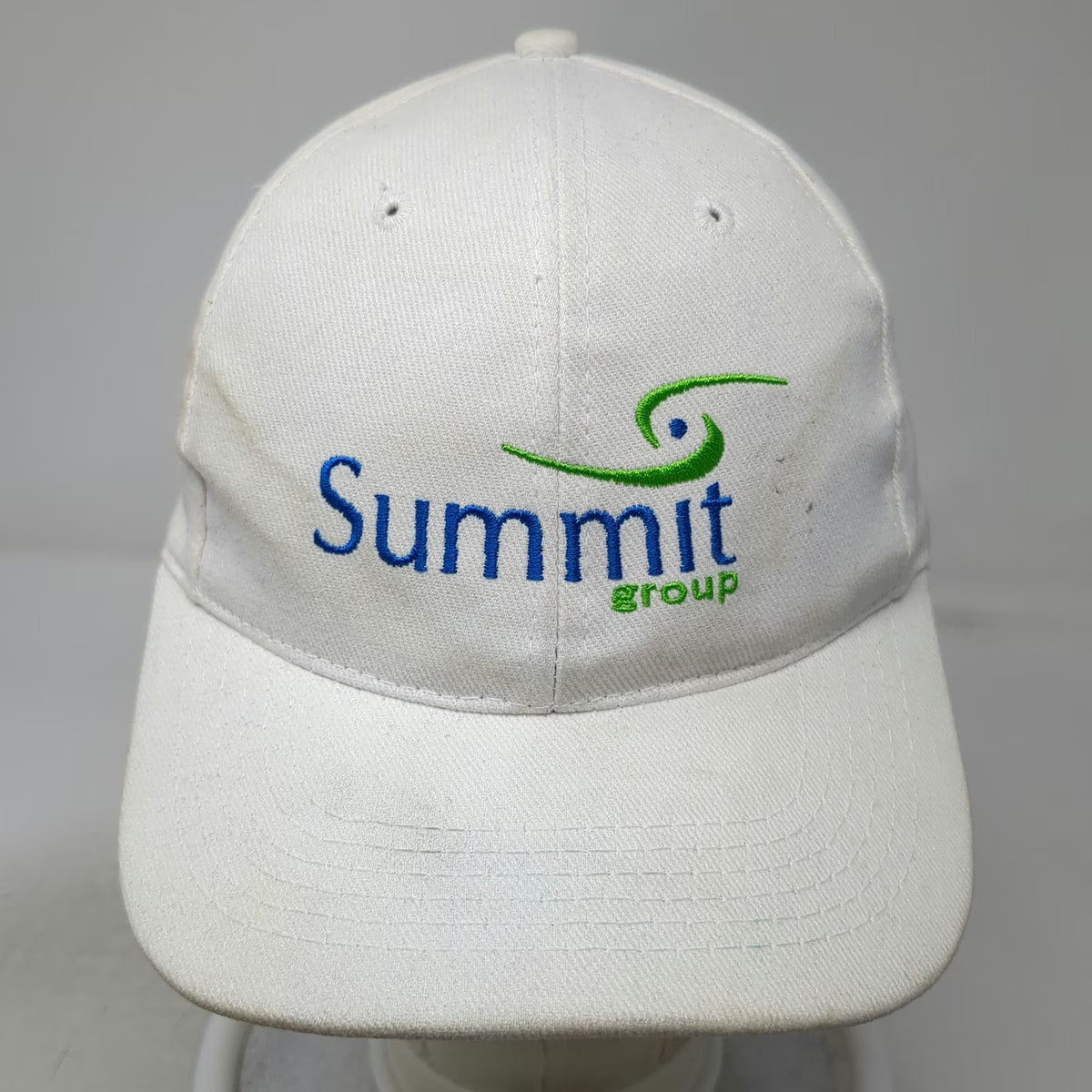 Summit Group Logo White Baseball Cap Hat One Size Slideback Embroidered Cotton
