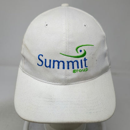 Summit Group Logo White Baseball Cap Hat One Size Slideback Embroidered Cotton