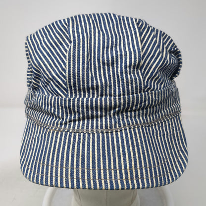 Blue Army Cap One Size Hickory Stripe Denim Engineer Railway Conductor Hat