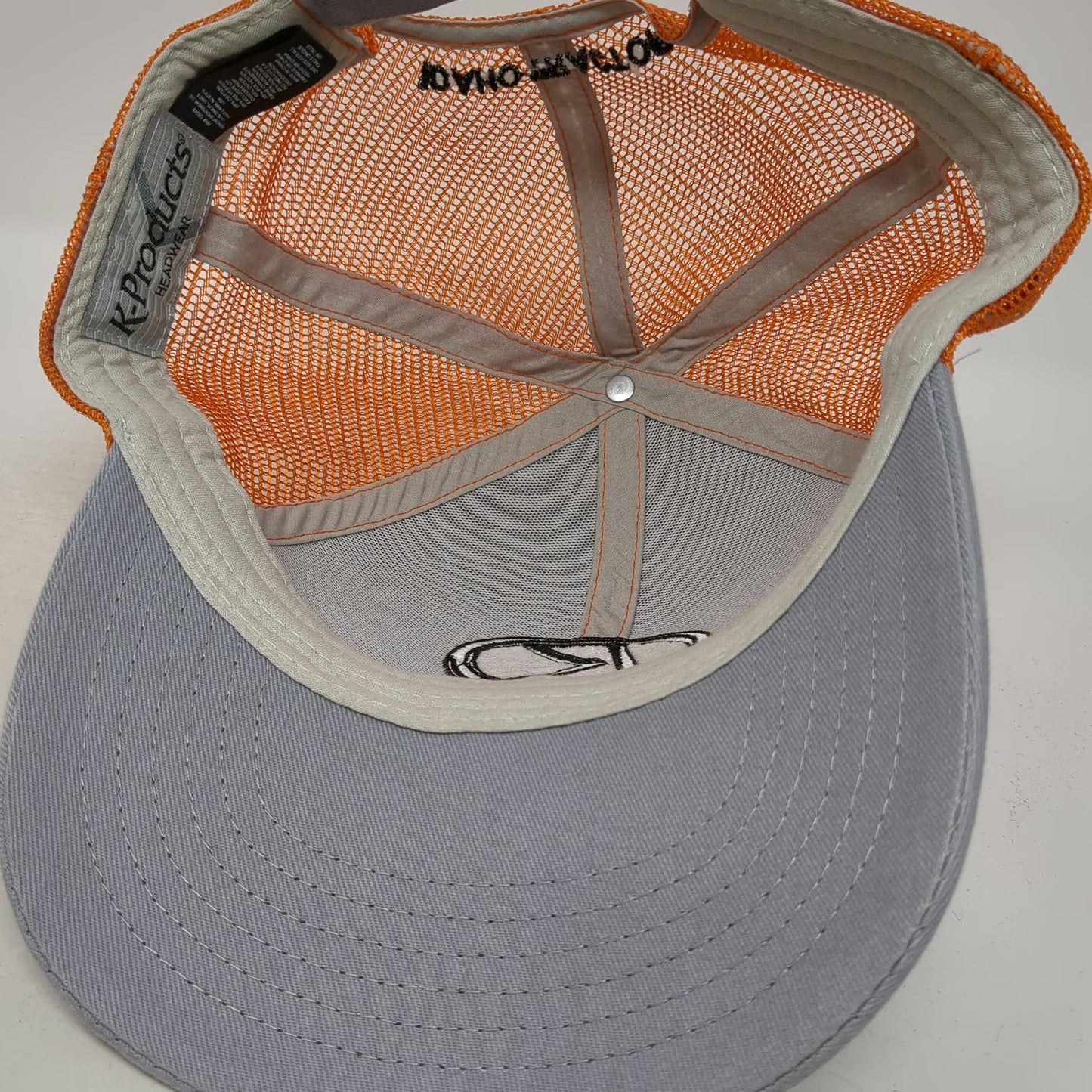 K-Products Kubota Baseball Cap Gray Orange One Size Mesh Back Idaho Tractor Hat