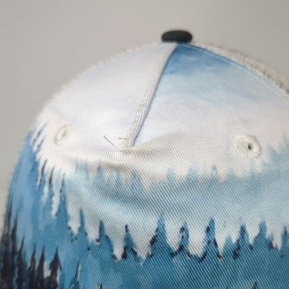 Locale Outdoor Trucker Hat Blue Black Gray OSFM Landscape Forest Mesh Snapback