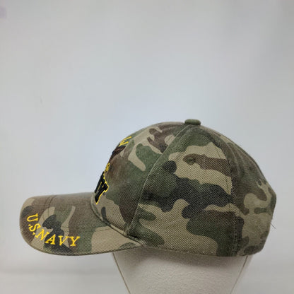 US Navy Strapback Hat Camouflage OSFA Adjustable Embroidered 6 Panel Cursedi