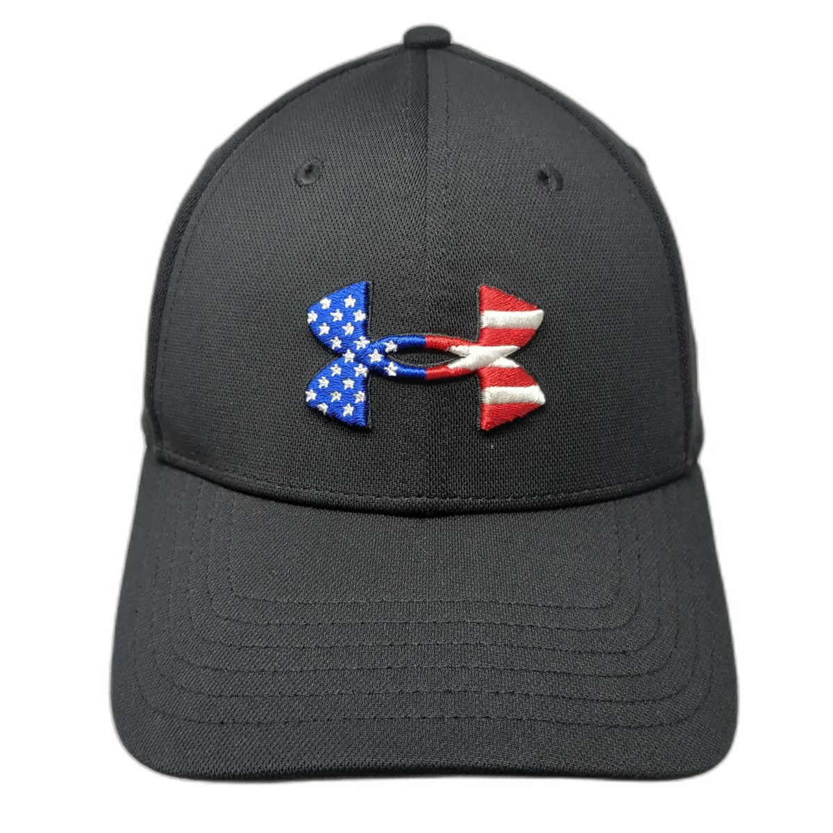 Under Armour Baseball Cap Black XL Freedom American Flag Logo Stretch Fit Hat