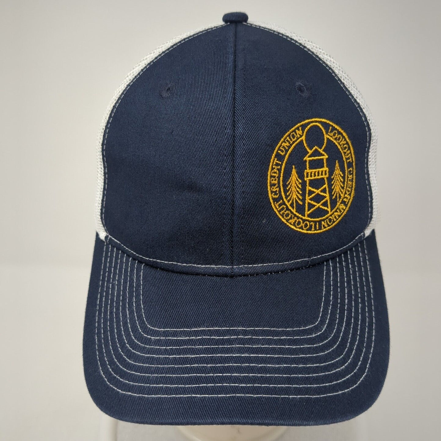 Lookout Credit Union Snapback Trucker Hat Blue One Size Mesh Back