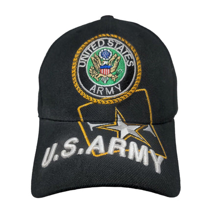 United States Army Strapback Hat Black One Size Embroidered Adjustable