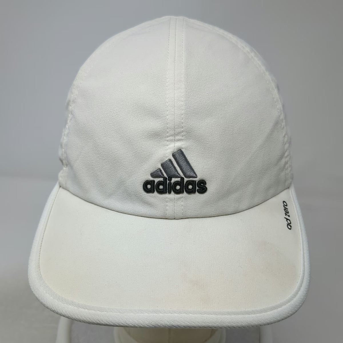 Adidas Baseball Cap White One Size Adizero Mesh Vented Strapback Running Hat