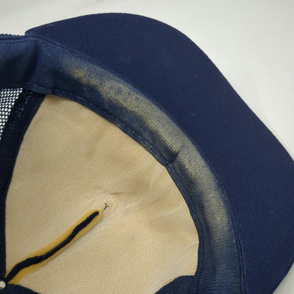 AHS Trucker Hat Blue Yellow 7 5/8 Snapback Harrah's Lodge Middle Fork Oak Leaves