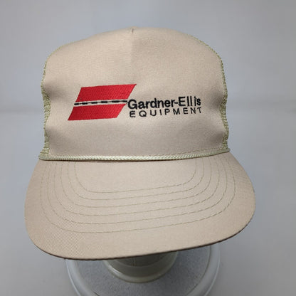 Garden-Ellis Equipment Snapback Trucker Hat Tan OS Adjustable Mesh Back Otto
