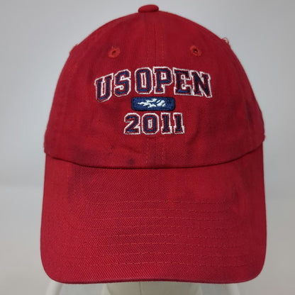 American Needle Baseball Cap Red One Size US Open 2011 Tennis Hat Slideback