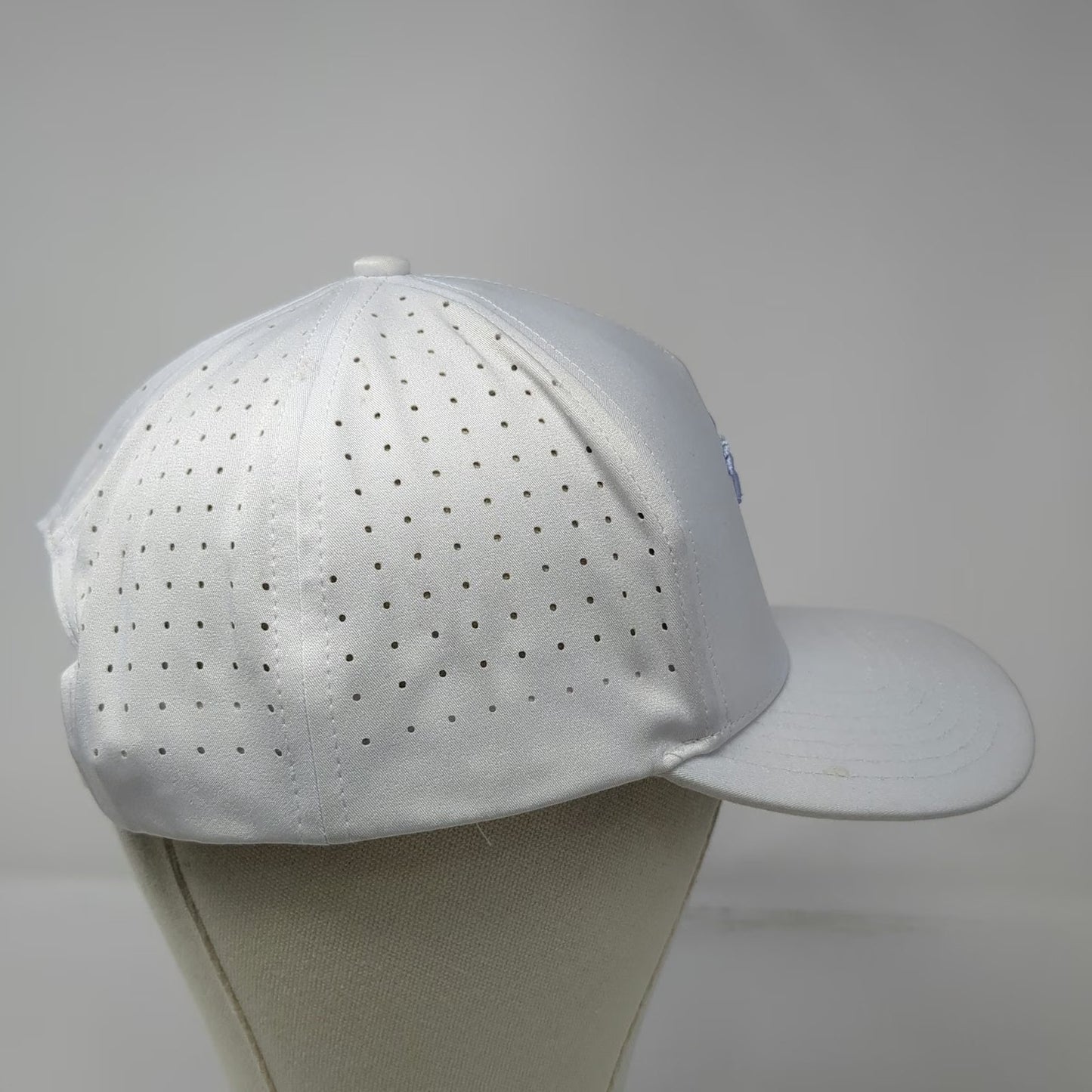 Waggle Trucker Hat White One Size Palm Tree Perforated Golf Snapback Breathable
