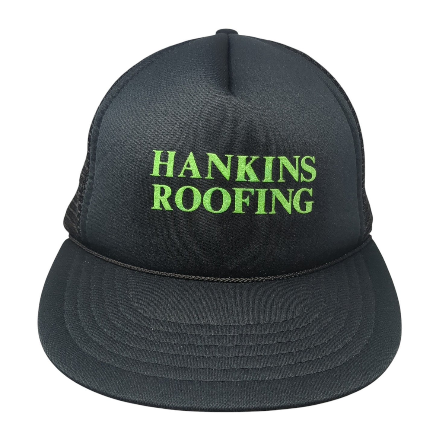 Hankins Roofing Snapback Trucker Hat Black One Size Mesh Back Sportsman
