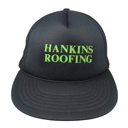 Hankins Roofing Snapback Trucker Hat Black One Size Mesh Back Sportsman
