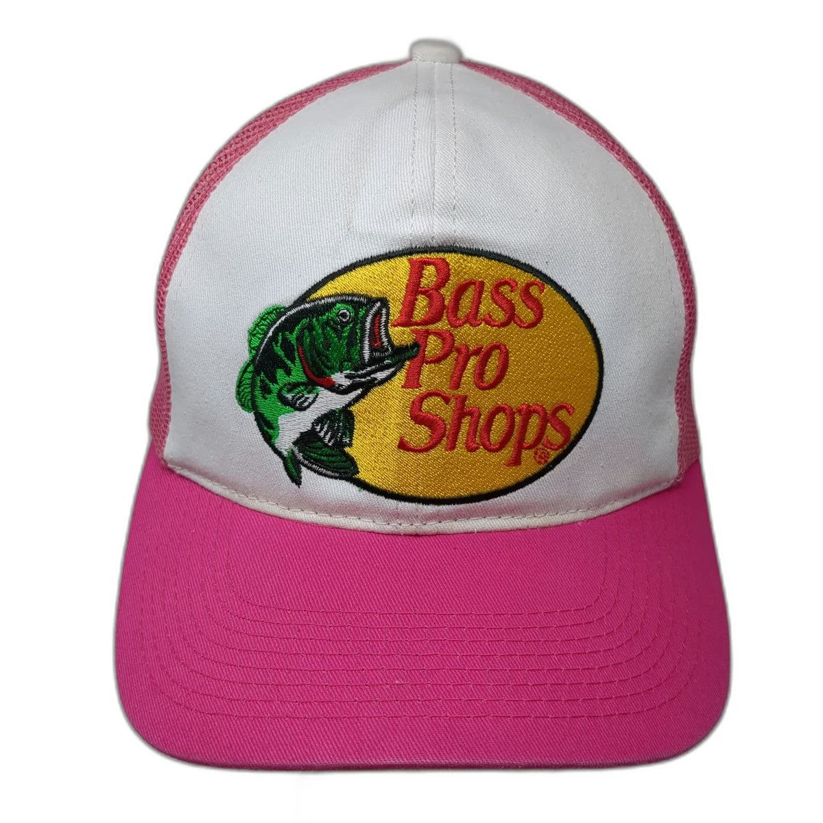 Bass Pro Shops Trucker Hat Pink One Size Mesh Snapback Bass Fish Graphic
