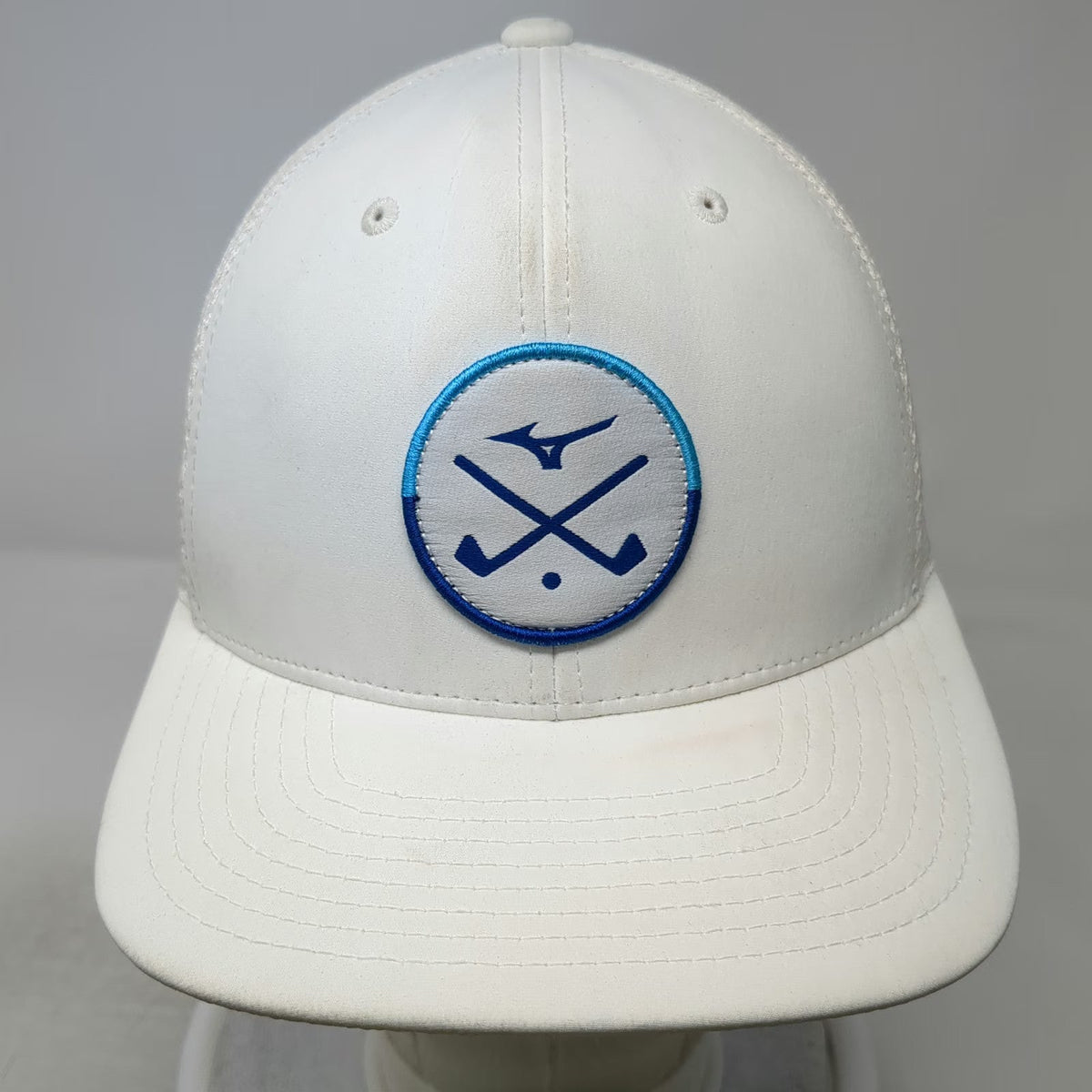Mizuno Trucker Hat White One Size Snapback Mesh Golf Runbird Logo Patch 110