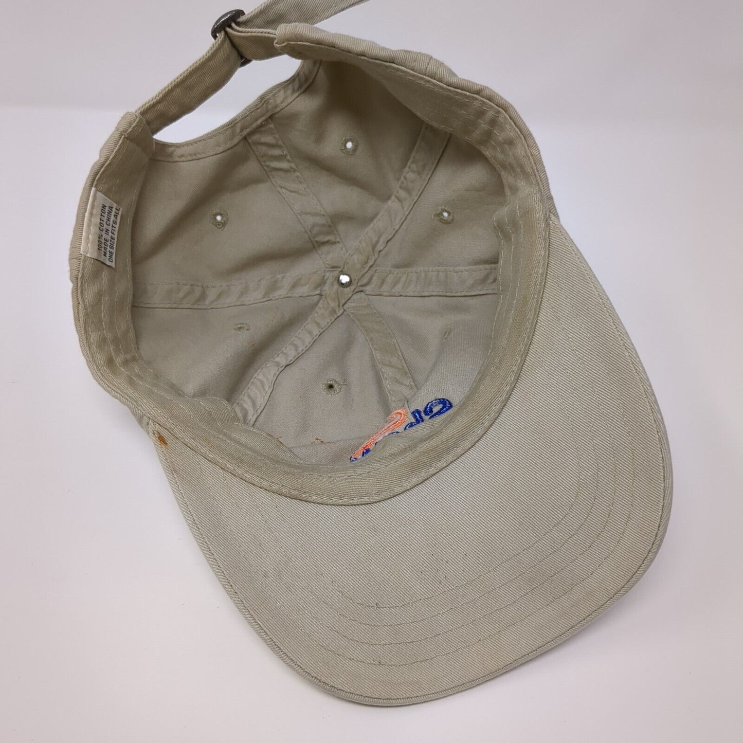 Shaw Slideback Hat Tan OSFA Adjustable Embroidered Vented Holes 6 Panel Cotton