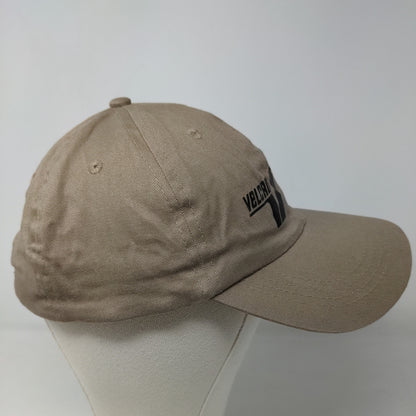 Velcro Brand Men's Slideback Hat Tan 100% Cotton Adjustable Graphic Logo