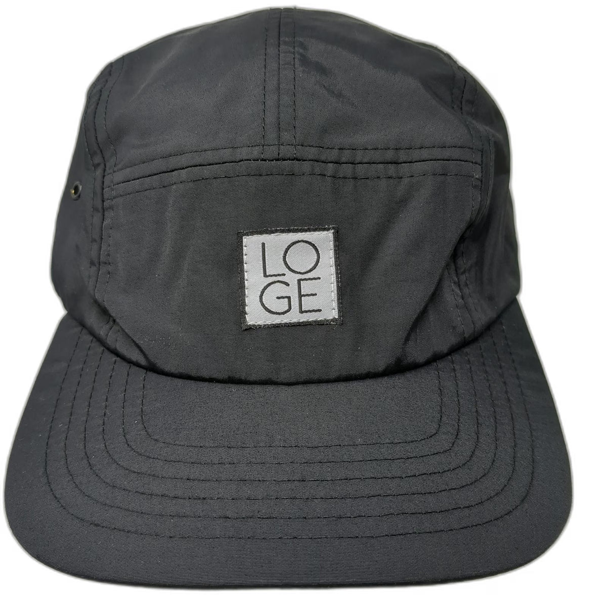 Loge 5 Panel Black Hat One Size Strapback Flat Brim Live Outside Go Explore