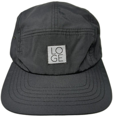Loge 5 Panel Black Hat One Size Strapback Flat Brim Live Outside Go Explore
