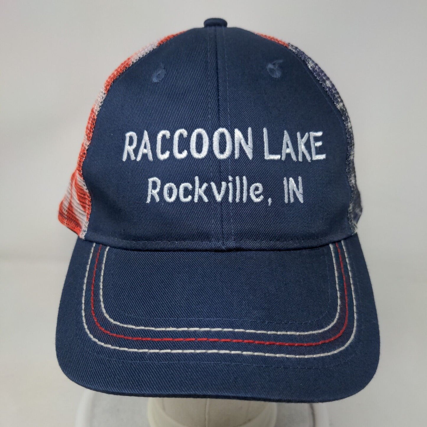 Raccoon Lake Rockville Indiana Snapback Mesh Back Trucker Hat Patriotic OSFM