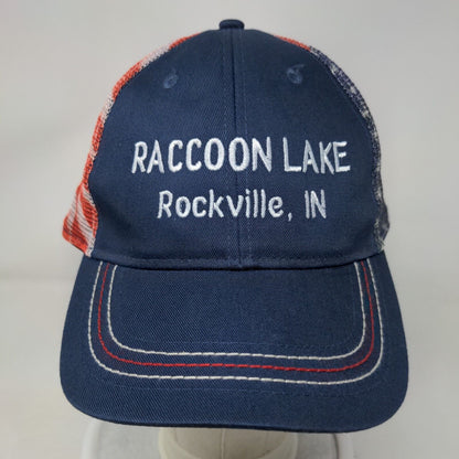 Raccoon Lake Rockville Indiana Snapback Mesh Back Trucker Hat Patriotic OSFM