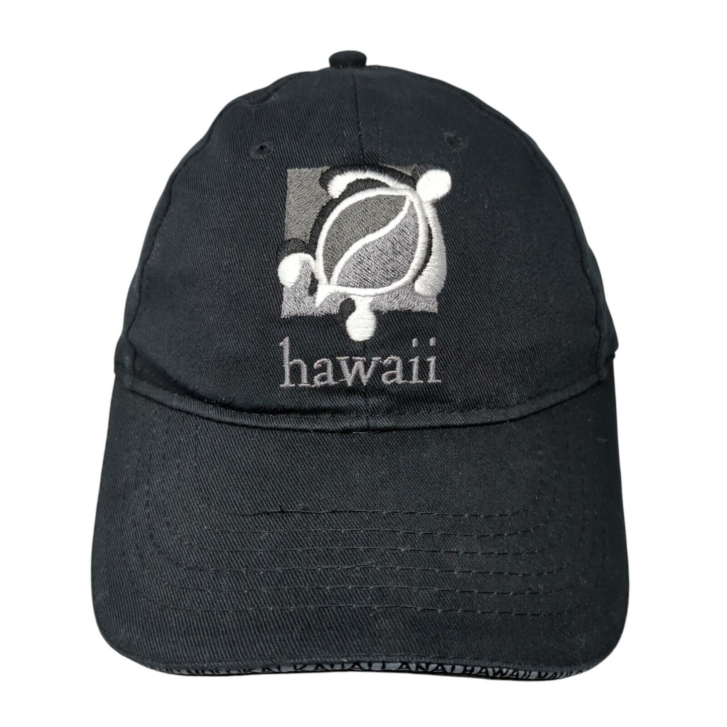 Hawaii Sea Turtle Strapback Hat Black One Size Adjustable Embroidered
