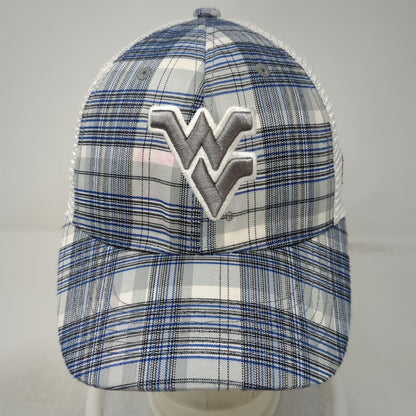 West Virginia Mountaineers NCAA Top of the World Hat Gray Blue OSFM Plaid Mesh