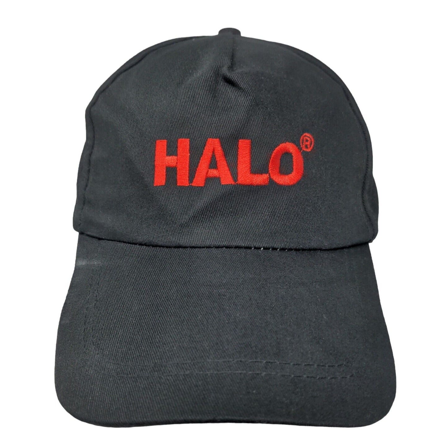 Halo Slideback Hat Black One Size Adjustable Embroidered Vented Holes 6 Panel