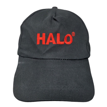 Halo Slideback Hat Black One Size Adjustable Embroidered Vented Holes 6 Panel