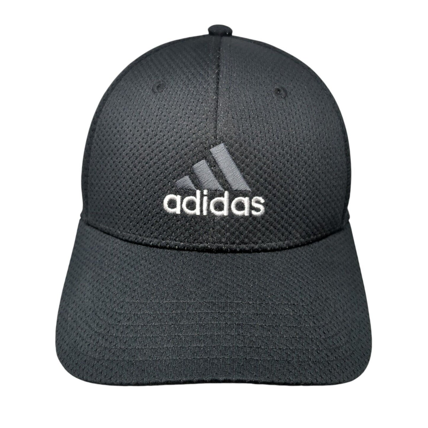 Adidas 3 Stripes Fitted Hat Black One Size Embroidered Logo 6 Panel