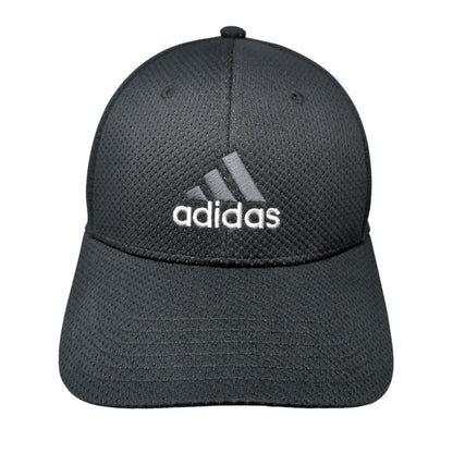 Adidas 3 Stripes Fitted Hat Black One Size Embroidered Logo 6 Panel