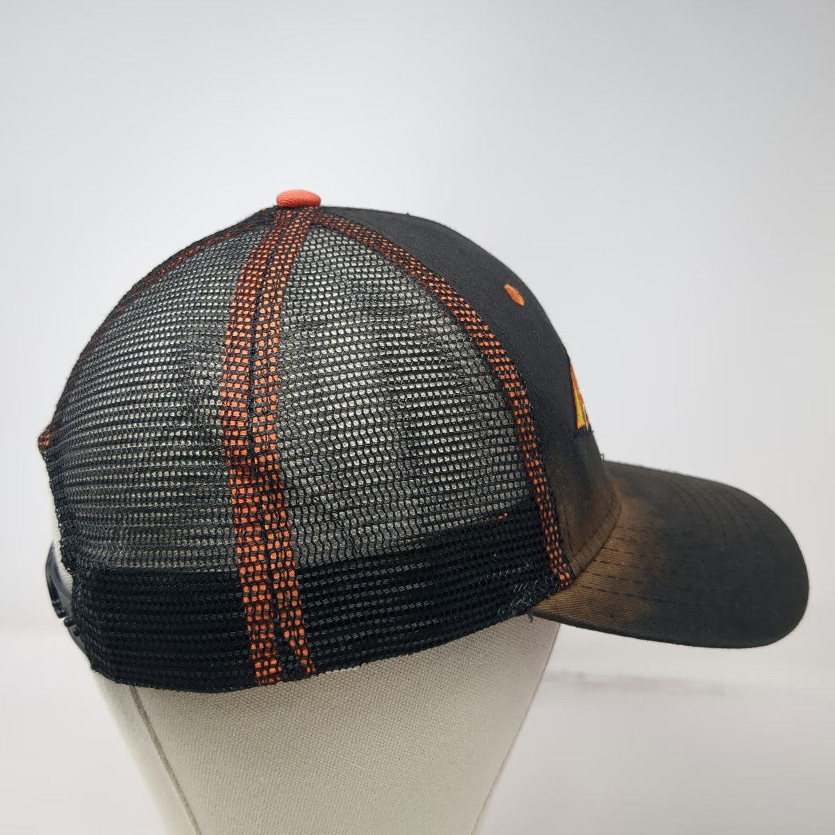 Ahern Rentals Trucker Hat Black One Size Mesh Back Snapback Orange Patch Logo