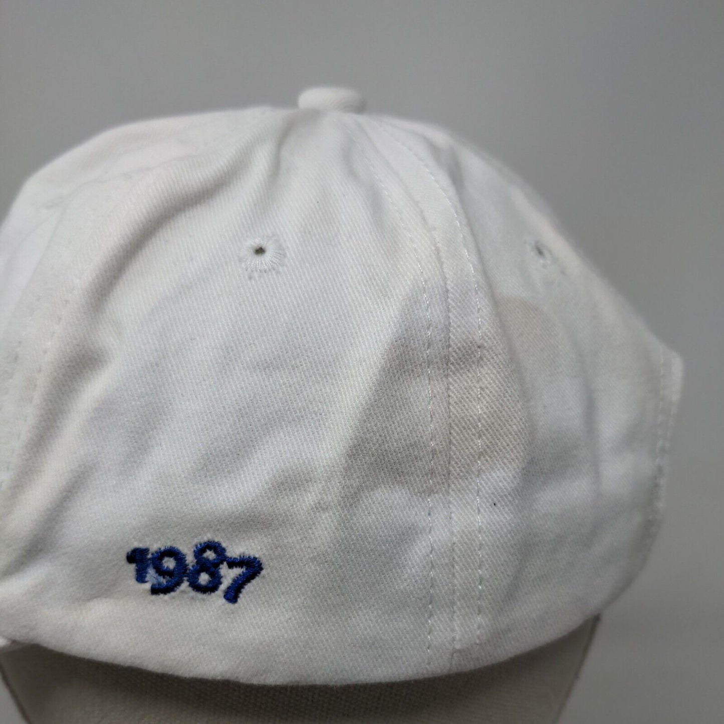 NYC 1987 Slideback Hat White One Size Embroidered Vent Holes G&P