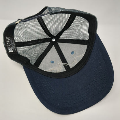 Peaks & Valleys Snapback Trucker Hat Blue One Size Mesh Back Locale