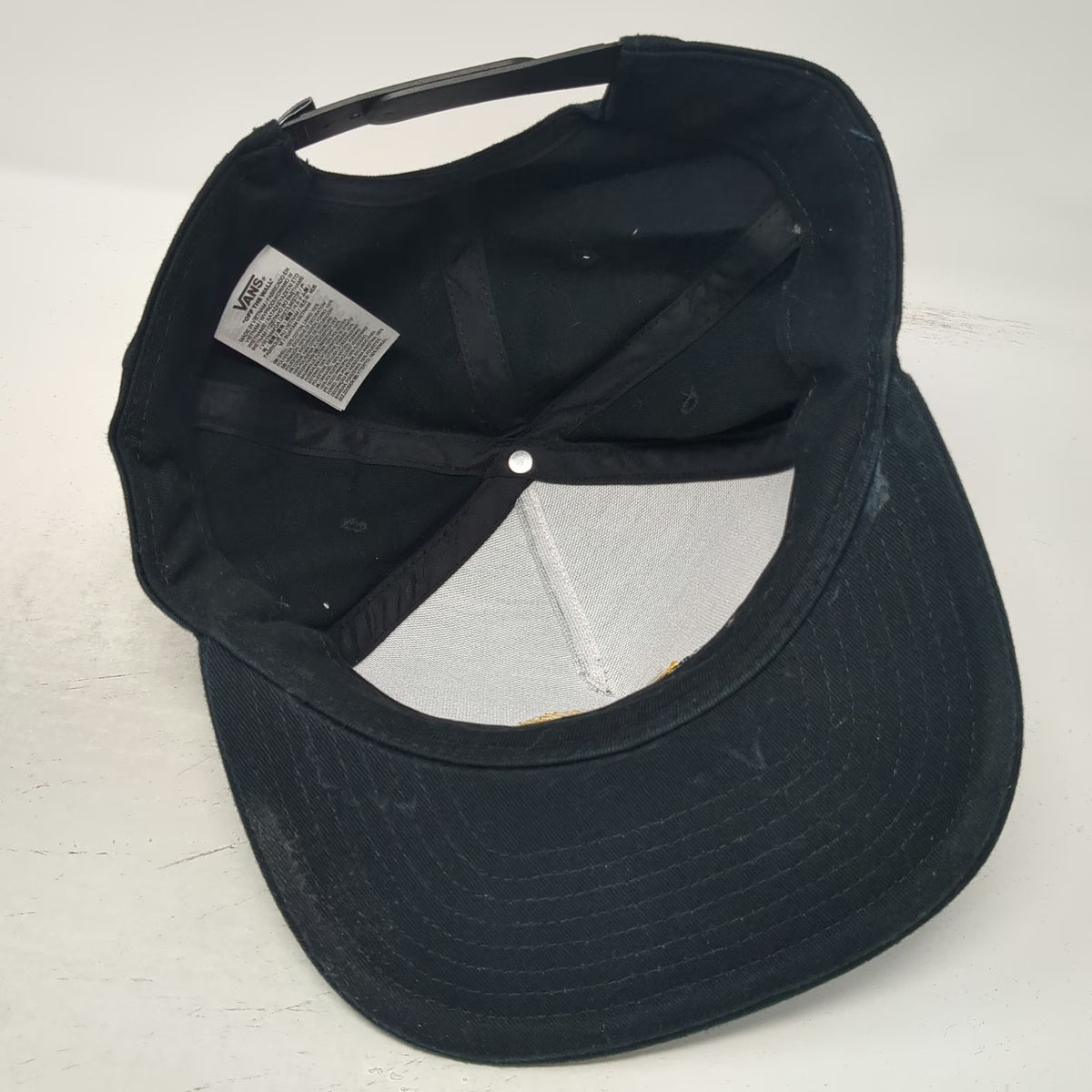 Vans 5 Panel Black Hat OS Snapback Lift Em High Drain Em Dry Skulls Graphic Logo