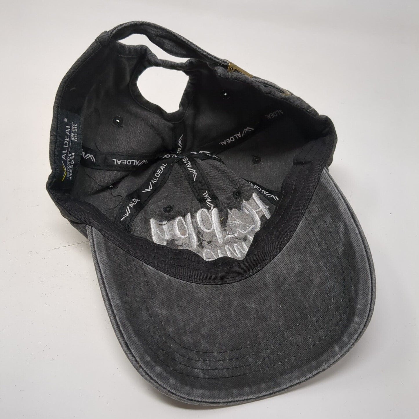 Happy Camper Slideback Hat Ponytail Gray OSFA Adjustable Waldeal