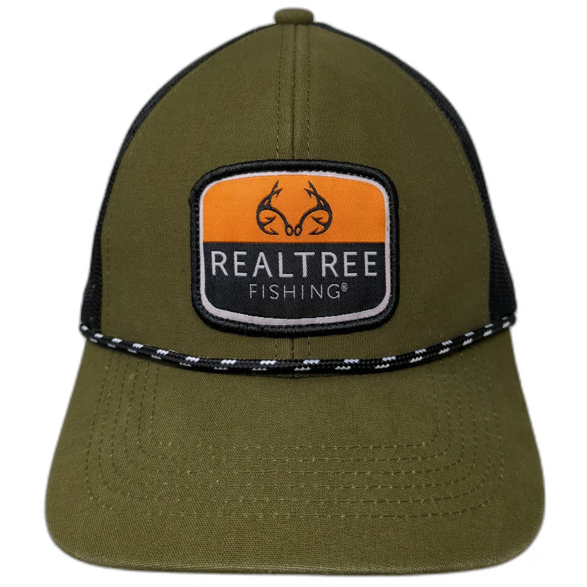 Realtree Fishing Trucker Hat Green Black Orange OSFM Mesh Snapback Rope Patch