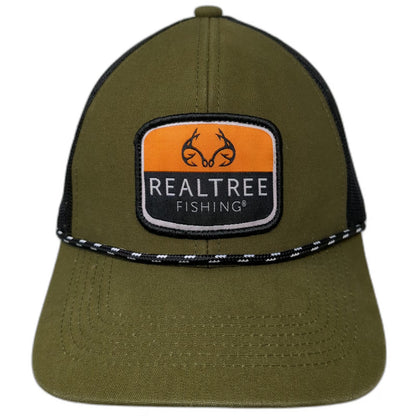 Realtree Fishing Trucker Hat Green Black Orange OSFM Mesh Snapback Rope Patch