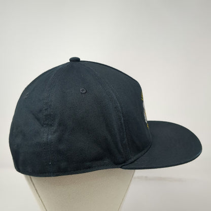 Vans 5 Panel Black Hat OS Snapback Lift Em High Drain Em Dry Skulls Graphic Logo