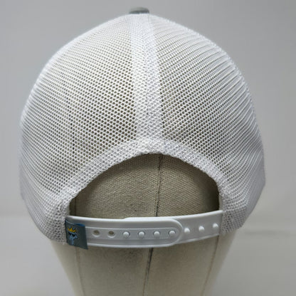 GOAT USA Trucker Hat Gray White One Size Leather Patch Mesh Back Snapback Cap