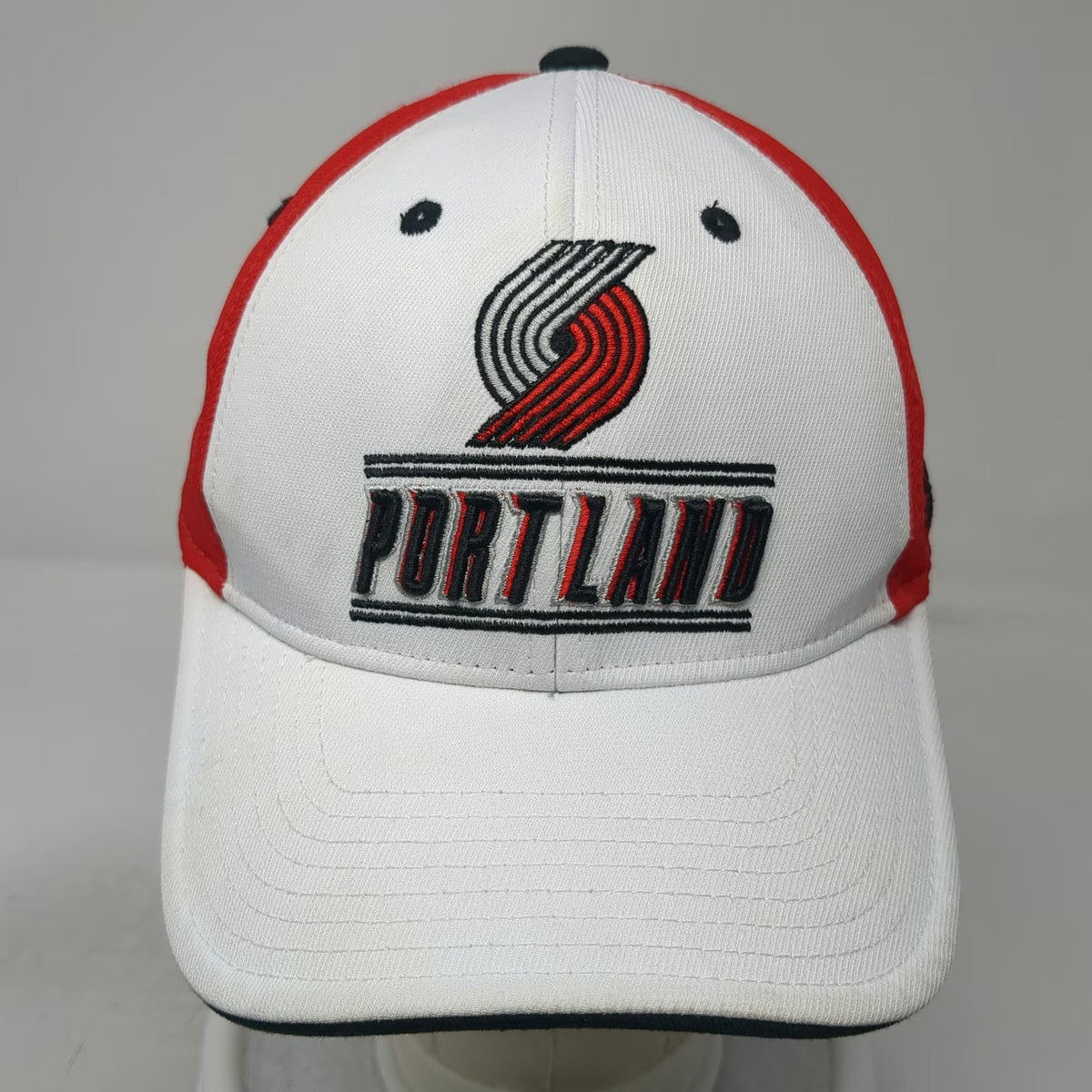 Portland Trail Blazers NBA Adidas Snapback Hat White Red Black One Size Pinwheel