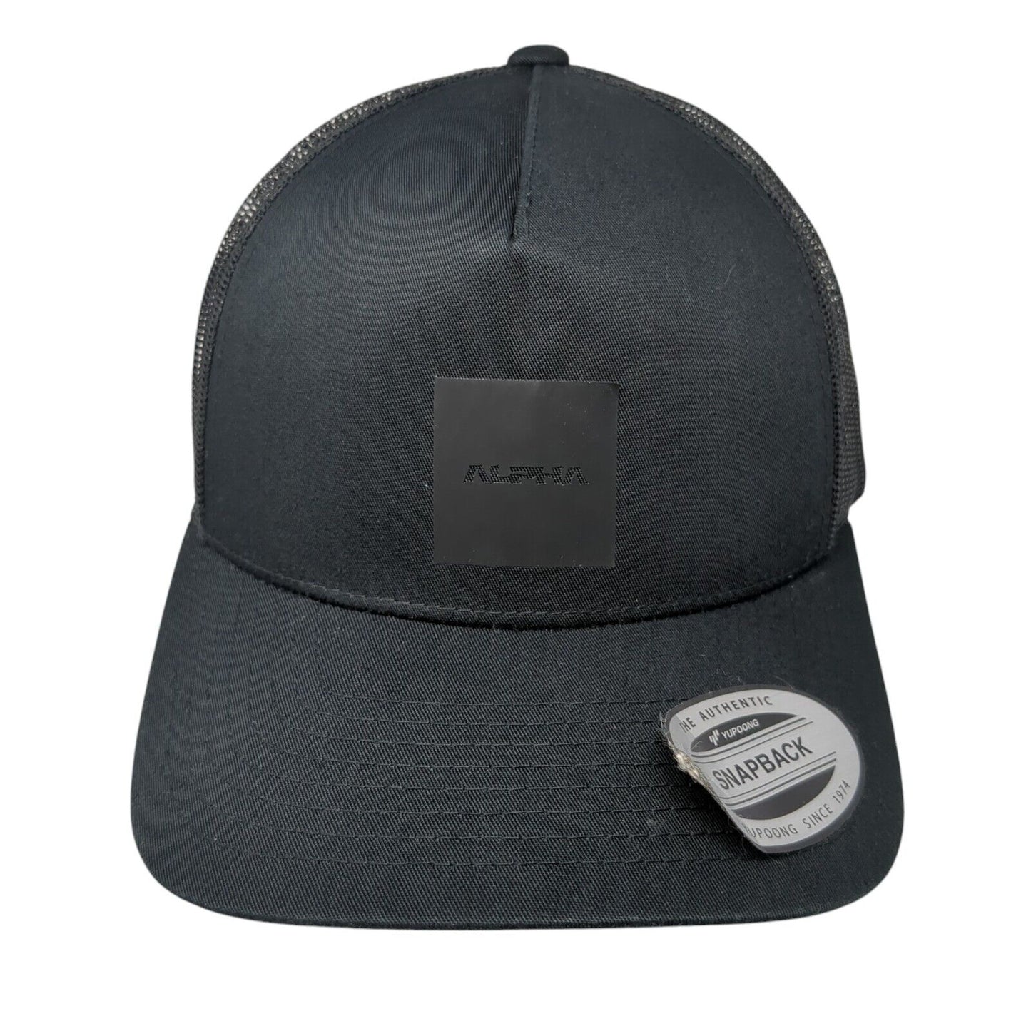 Alpha Snapback Mesh Back Trucker Hat Black One Size Adjustable Yupoong