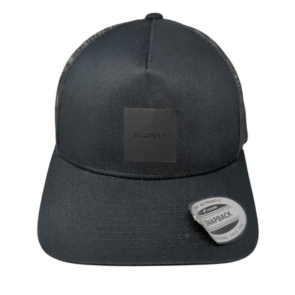 Alpha Snapback Mesh Back Trucker Hat Black One Size Adjustable Yupoong