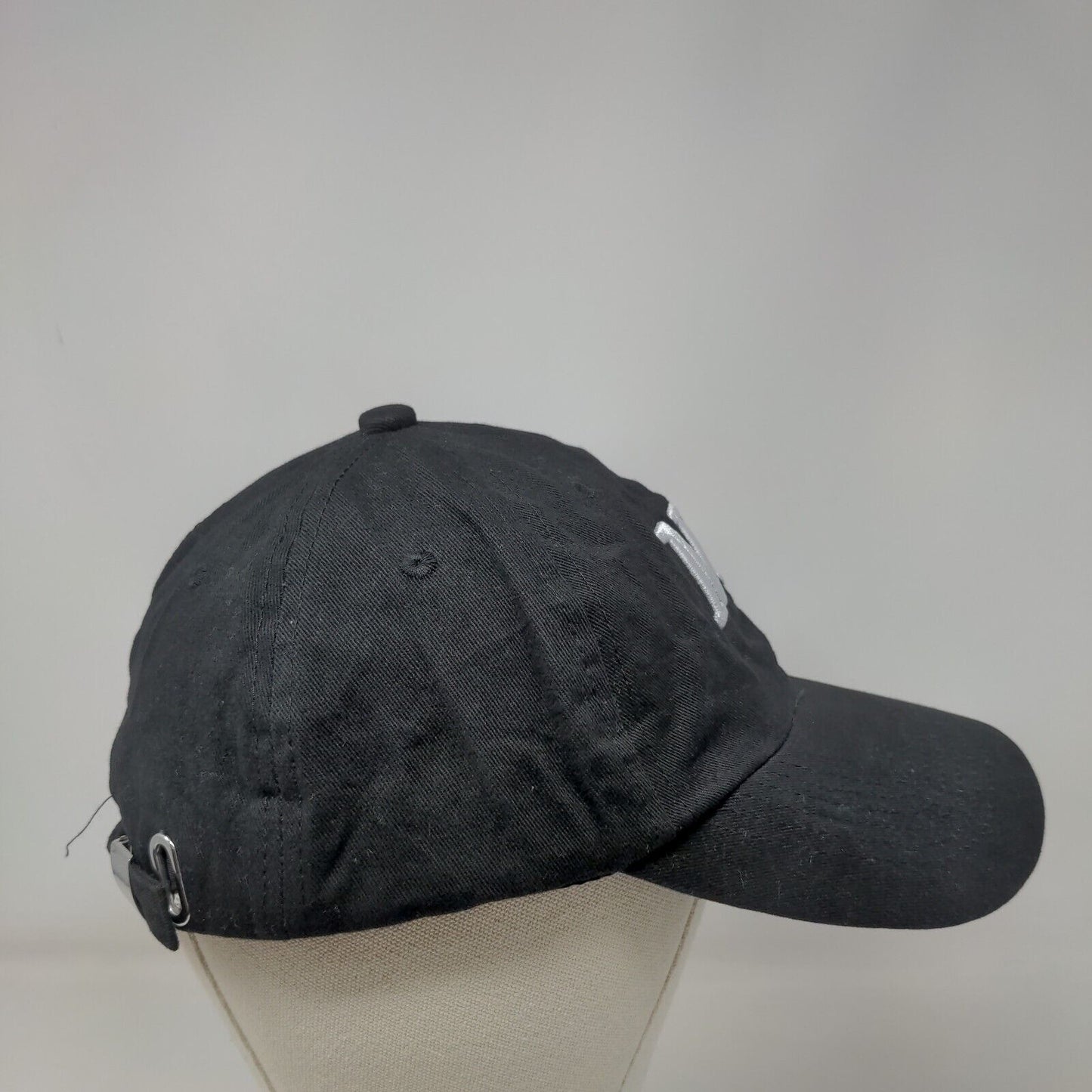 NY Slideback Hat Black One Size Embroidered Adjustable Solid 6 Panel