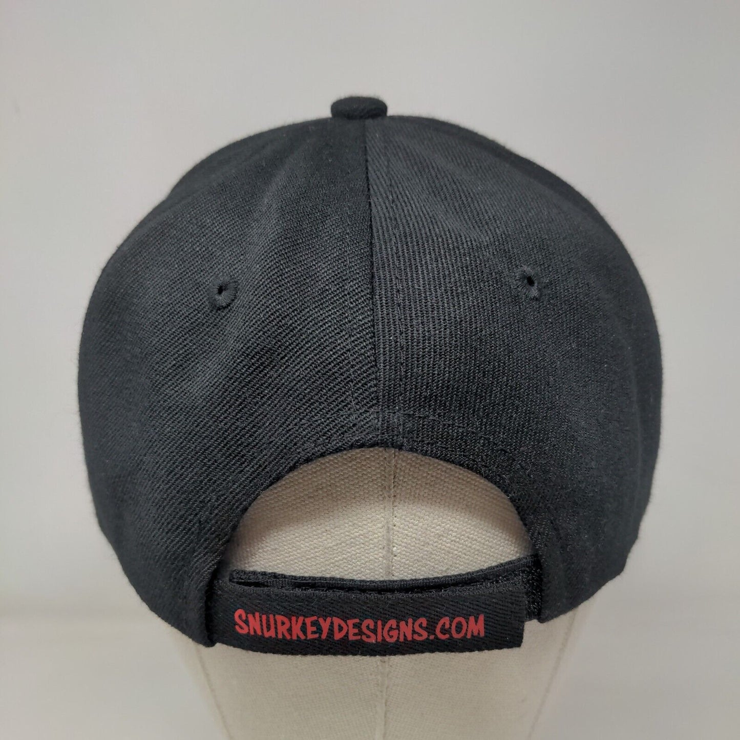 Snurkey Strapback Hat Black One Size Adjustable Vented Holes 6 Panel