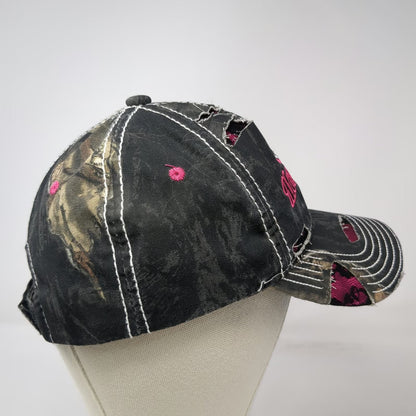 Mossy Oak Baseball Cap Black Pink One Size Lace Underlay Strapback Hat Camo Logo