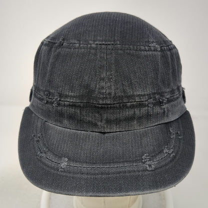 Elastafit Army Cap Black One Size Herringbone Twill Side Buttons Eyelets Hat