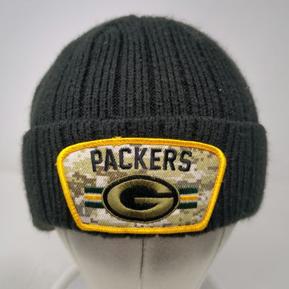 New Era Green Bay Packers NFL Black Beanie One Size Fleece Lined Camo Patch Flag